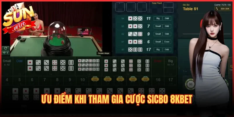Ưu điểm khi tham gia cược Sicbo 8kbet